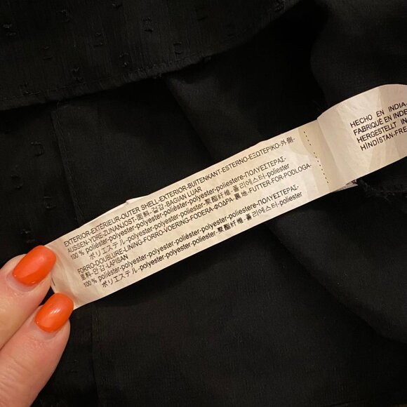 ZARA TRAFALUC COLLECTION Womens S BLACK Top Embroidered Babydoll Open Back Tie - Picture 7 of 7